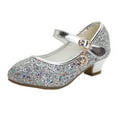 thumbnail image 1 of Busydd Girls Shoes 4-16 Years Mary Janes Dress Shoes Strappy Glitter High Heels for Girls Party Wedding Prom Princess Shoes for Toddler/Little Girl/Big Girl, 1 of 6
