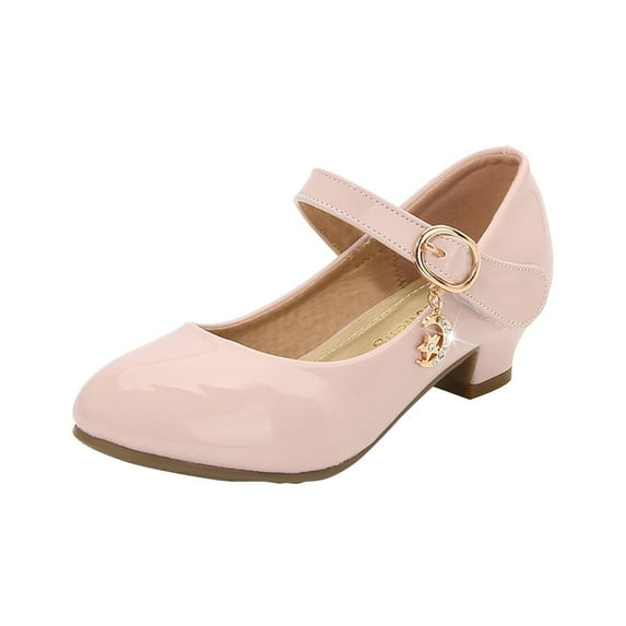 Busydd Girls Shoes 5-18 Years Leather Mary Janes Dress Shoes Strappy Party Prom Dance Shoe High Heels for Girls Toddler Little Teen Girls Princess Shoes