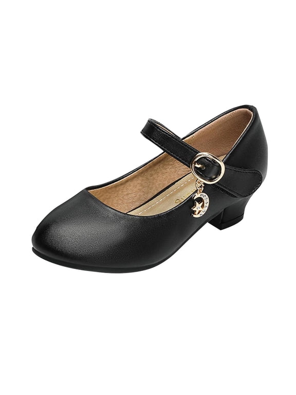 Girls Shoes 5-18 Years Leather Mary Janes Dress Shoes Strappy Party Prom Dance Shoe High Heels for Girls Toddler Little Teen Girls Princess Shoes
