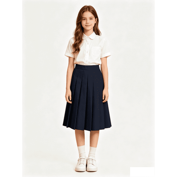 Busydd Girls Skirts 3-17 Years Fashion A-Line Mid-Length Pleated Skirts Casual Summer School Solid Color Girls' Cotton Skirts 3-4 Years