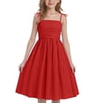 thumbnail image 1 of Busydd Girls Summer Dress 4-15 Years Fashion Strappy Square Neck A-Line Sundress Casual Solid Color Sleeveless Teen Girls' Dresses 14-15 Years, 1 of 9