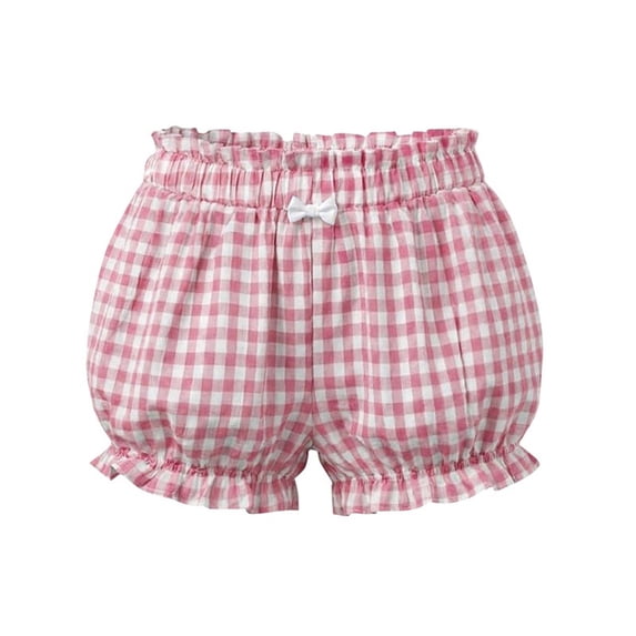 Busydd Girls Summer Shorts 4-13 Years Trendy Cute Plaid Casual Shorts Relaxed Elastic Waist Ruffled Hem Tween Girls Shorts with Pockets 4-5 Years