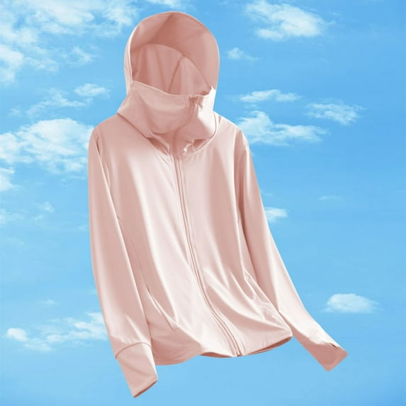 Busydd Girls' Sun Jacket 3-16 Years Long Sleeve Solid Color Hooded Sun Shirt Summer Outdoor Full Zipper Sun Protection Jackets Comfortable Toddler Teen Girls Clothes