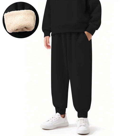Busydd Girls Sweatpants 2-13 Years Unisex Warm Fleece Kids Sweatpants Casual Solid Color Elastic Waist Boys Sweatpants Comfy Cotton Teen Girl Clothes with Pockets 9 Years