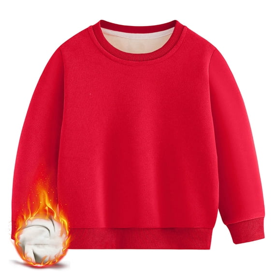 Busydd Girls Sweatshirt 2-12 Years Fashion Round Neck Long Sleeve Fleece Sweatshirts for Boys Unisex Girls' Fashion Solid Color Winter Warm Little Girls Clothes 9-10 Years