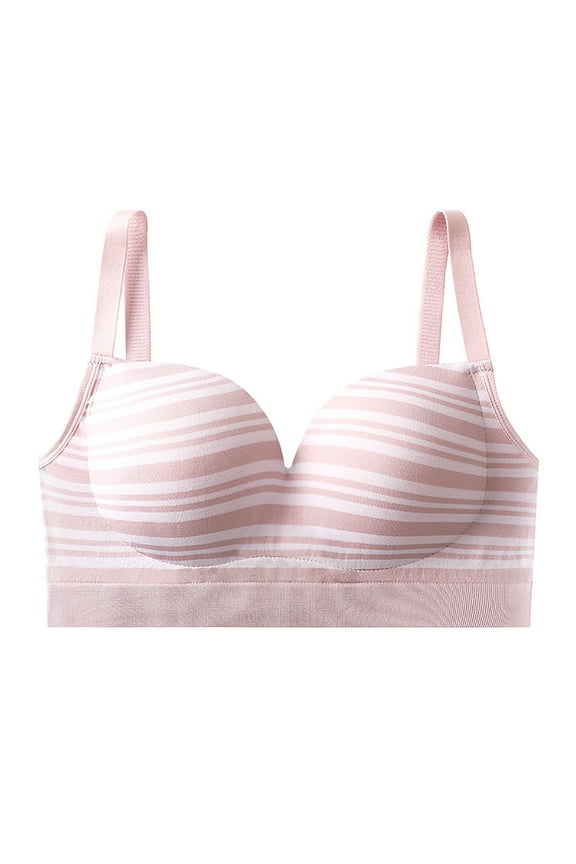 Girls Underwear No Underwire Striped Support and Lift Push Up Bra Comfy Breathable Wireless Bra Seamless Everyday T-Shirt Bras
