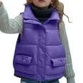 thumbnail image 1 of Busydd Girls Vest 6-15 Years Solid Color Sleeveless Unisex Kids Puffer Jacket Comfortable Stand Collar Boys Winter Coat with Pockets 12-13 Years, 1 of 4