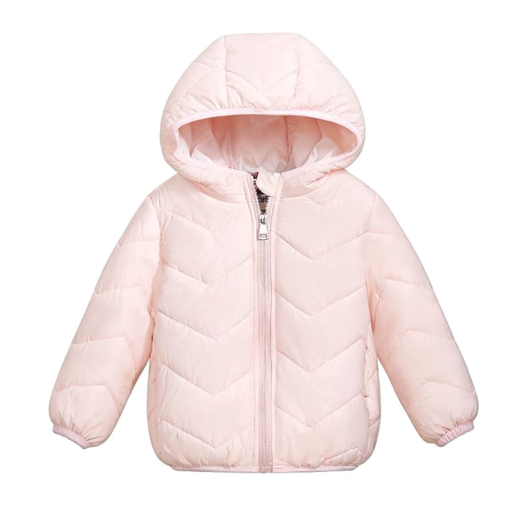 Busydd Girls Winter Coat 1-13 Years Comfortable Warm Solid Color Long Sleeve Boys Winter Coat Casual Hooded Zipper Puffer Jacket Little Girls Clothes with Pockets 1-2 Years