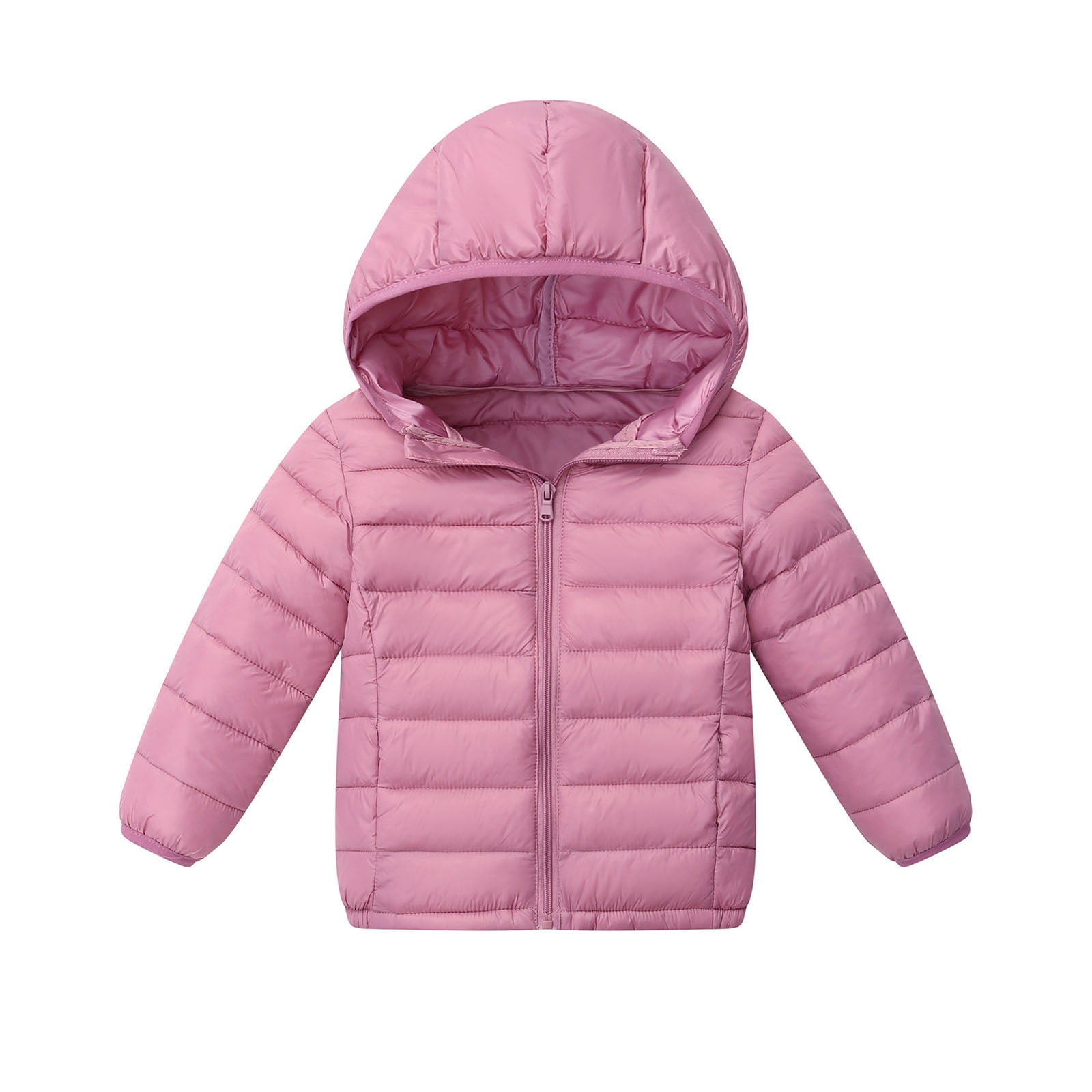 Girls Winter Coat 4-14 Years Unisex Solid Color Kids Puffer Jacket Fashion Warm Long Sleeve Boys Winter Coats Zip Hooded Teen Winter Jacket with Pockets 5 Years