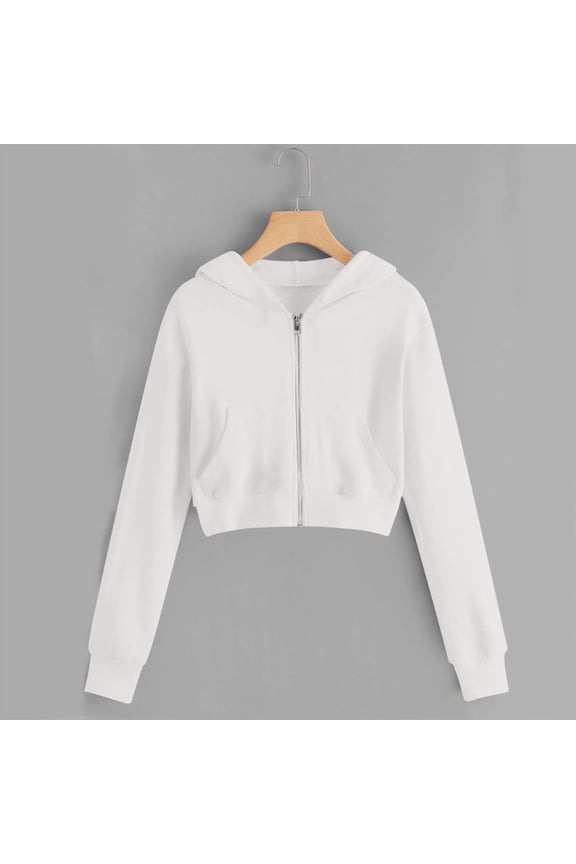 Girls Zip up Hoodie 5-14 Years Fashion Cropped Girls Jacket Casual Solid Color Long Sleeve Fleece Teen Girls Sweatshirt with Pockets 7 Years