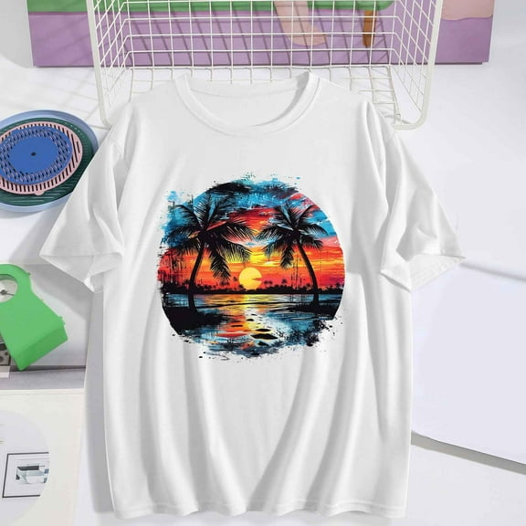 Busydd Graphic Tees for Women Trendy Floral Print Short Sleeve Summer Tops Casual Comfy Crewneck Going Out Tops for Women 2XL