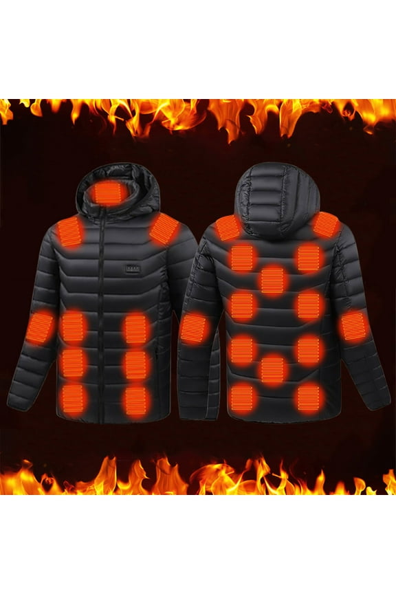 Heated Jacket for Men with 4 Heating Levels 25 Heating Zones USB Rechargeable Heated Coats Fashion Solid Color Zipper Winter Jackets Thermal Heating Jacket Battery Not Included