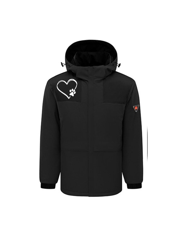 Heated Jacket for Men and Women with 4 Heating Zones USB Rechargeable Heated Coats Fashion Unisex Long Sleeve Warming Winter Jacket Casual Zipper Pockets Hooded Windbreaker Jacket