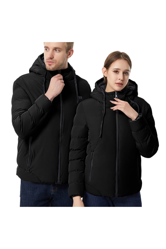 Heated Jacket for Men and Women Electric USB Rechargeable Heated Coat Winter Warm Long Sleeve Hooed Jacket with 11 Heating Zones Fashion Solid Color Pockets Heated Jacket Plus Size S-4XL