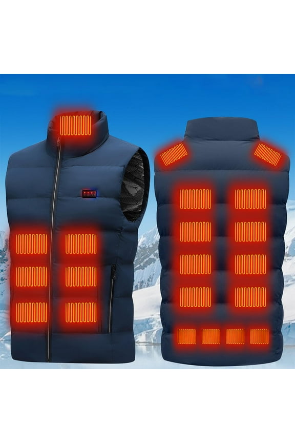 Heated Vest for Men Electric USB Rechargeable Heated Vest with 3 Heating Levels 23 Heating Zones Winter Warm Sleeveless Heated Jackets Zipper Heated Coats with Pockets Plus Size S-4XL