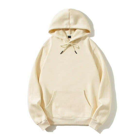 Busydd Hoodies for Men Solid Color Drawstring Hooded Sweatshirt Casual Oversized Loose Long Sleeve Pullover Hoodie Plus Size Fall Sweatshirts with Pocket L