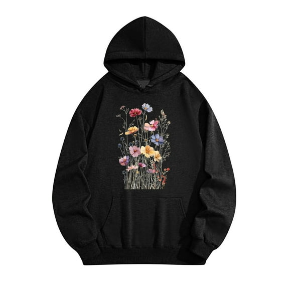 Busydd Hoodies for Men and Women Casual Comfy Cotton Unisex Long Sleeve Shirts Fashion Print Pullover Sweatshirts Loose Hooded Fall Sweatshirts with Pockets L