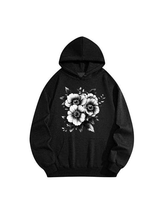 Hoodies for Men and Women Casual Comfy Cotton Unisex Long Sleeve Shirts Fashion Print Pullover Sweatshirts Loose Hooded Fall Sweatshirts with Pockets XL