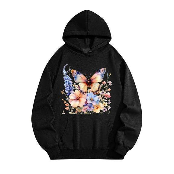 Busydd Hoodies for Men and Women Casual Comfy Cotton Unisex Long Sleeve Shirts Fashion Print Pullover Sweatshirts Loose Hooded Fall Sweatshirts with Pockets XL