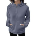 thumbnail image 1 of Busydd Hoodies for Women Fall Casual Long Sleeve Stand Collar Womens Hoodies Pullover Fashion Solid Color Zip Hooded Sweatshirt for Women with Pocket 2XL, 1 of 5