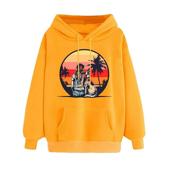 Busydd Hoodies for Women Graphic Solid Color Hoodie Casual Loose Funny Print Pullover Hoodie Long Sleeve Shirts for Women Fashion Drawstring Hooded Sweatshirt with Pocket