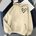thumbnail image 1 of Busydd Hoodies for Women Casual Loose Fleece Long Sleeve Tops for Women Fashion Love Heart Print Pullover Tops Comfortable Womens Hoodie with Pocket, 1 of 4