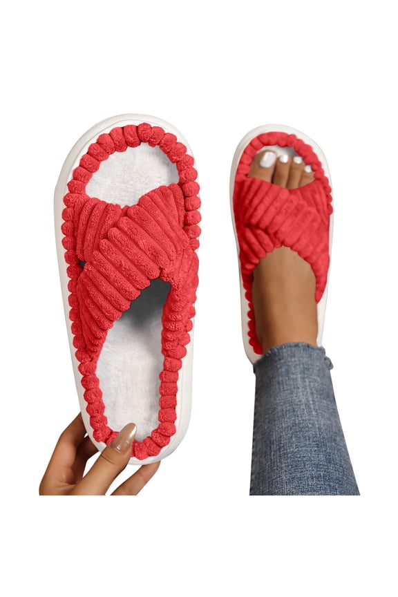 House Slippers for Woman Comfortable Casual Indoor Bedroom Ladies Slippers Solid Color Warm Winter Slippers for Women 5.5-6