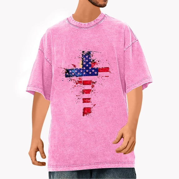 Busydd Independence Day T Shirts for Man Casual Comfortable Cotton T Shirts Round Neck Short Sleeve Summer Tops 4th of July Patriotic Tees