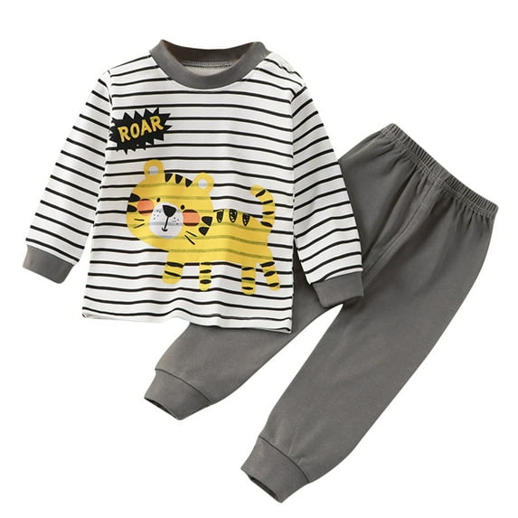 Busydd Infant Baby Girl Boy Fall Outfits Toddler Boys' Girls' Pajamas Set Fashion Casual Floral Round Neck Long Sleeve Pullover Tops and Pants Sleepwear Children's 2 Piece Outfits 3 Months-6 Years