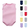 thumbnail image 1 of Busydd Infant Girl Clothes Onesie 0-24 Months Comfy Breathable Cotton Sleeveless Baby Boy Romper Summer Solid Color Round Neck Rompers 0-3 Months, 1 of 6
