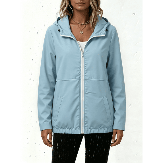 Busydd Jackets for Women Outdoor Sun Protection Waterproof Sports Coats Casual Stylish Solid Color Long Sleeve Zip Up Hoodie with Pockets M