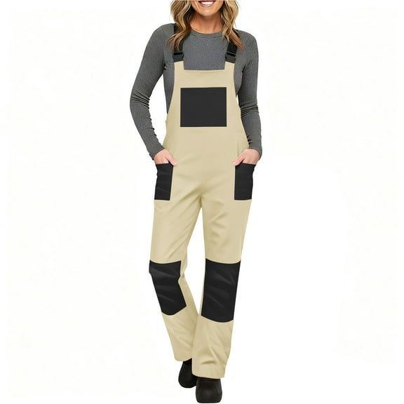 Busydd Jumpsuits for Women Outdoor Ski Women's Jumpsuits Fashion Colorblock Sleeveless Windproof Waterproof Womens Jumpsuit 2XL