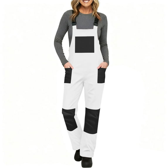 Busydd Jumpsuits for Women Outdoor Ski Women's Jumpsuits Fashion Colorblock Sleeveless Windproof Waterproof Womens Jumpsuit L