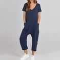 thumbnail image 1 of Busydd Jumpsuits for Women Short Sleeve Solid Color Casual Jumpsuit Comfy V Neck One Piece Jumpsuits with Pockets, 1 of 7