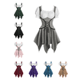 thumbnail image 1 of Busydd Lace Up Gothic Dress for Women Vintage Colorblock Short Sleeve Renaissance Dress Square Neck Mini Halloween Costume for Party L, 1 of 7