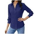 thumbnail image 1 of Busydd Ladies Tops and Blouses Trendy Long Sleeve Button Down Shirts for Women Casual Solid Color Lapel Dress Shirts for Women M, 1 of 5