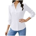 thumbnail image 1 of Busydd Ladies Tops and Blouses Trendy Long Sleeve Button Down Shirts for Women Casual Solid Color Lapel Dress Shirts for Women M, 1 of 5