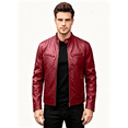 thumbnail image 1 of Busydd Leather Jacket for Men with Stand Collar and Zippered Pockets Trendy Casual Long Sleeve Solid Color Full Zip Fall Jackets 4XL, 1 of 10