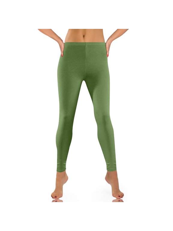 Leggings for Women Fashion Stretchy Solid Color Womens Yoga Pants Comfortable Pleated Workout Gym Womens Leggings