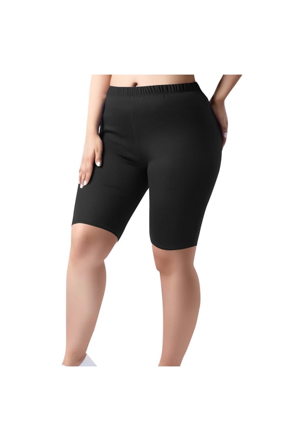 Leggings for Women Plus Size L-5XL Stretchy Slim Workout Leggings Solid Color Knee Length Gym Shorts Casual Running Yoga Shorts