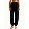 thumbnail image 1 of Busydd Linen Pants Women with Elastic Ankles and Drawstring Waist Casual Trendy Solid Color Women's Pants 2XL, 1 of 9