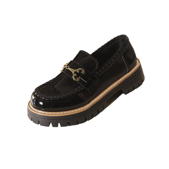 Busydd Loafers for Women Fashion Glossy Chunky Closed Toe Dress Shoes Casual Comfortable Slip On Shoes