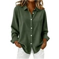 thumbnail image 1 of Busydd Long Sleeve Shirts for Women Solid Color Button up Blouses for Women Dressy Casual Lapel Womens Shirts 2XL, 1 of 9