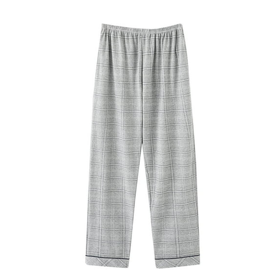 Busydd Men Pajama Pants Plus Size M-4XL Trendy Plaid Loungewear Pants Elastic Waist Baggy Casual Pants Lightweight Oversized Cotton Sleepwear