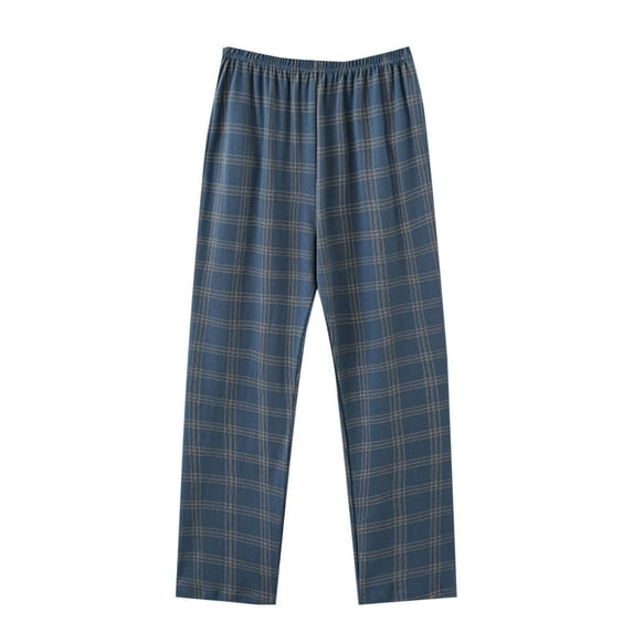 Busydd Men Pajama Pants Plus Size M-4XL Trendy Plaid Loungewear Pants Elastic Waist Baggy Casual Pants Lightweight Oversized Cotton Sleepwear