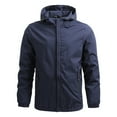 thumbnail image 1 of Busydd Men's Coats Fashion Loose Windbreaker Jackets for Men Zip Up Hooded Bomber Jacket Casual Lightweight Trench Coat Plus Size Windproof Outwear Solid Color Trench Coats M-5XL, 1 of 8
