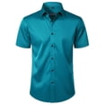 thumbnail image 1 of Busydd Men's Dress Shirts Business Casual Solid Color Button Down Shirt Trendy Turndown Collar Short Sleeve Shirts for Men M, 1 of 4