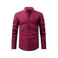 thumbnail image 1 of Busydd Men's Dress Shirts Solid Color Turndown Collar Button Down Shirt Comfy Oversized Long Sleeve Shirt Casual Slim Formal Business Shirt, 1 of 8
