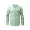 thumbnail image 1 of Busydd Men's Dress Shirts Solid Color Turndown Collar Button Down Shirt Comfy Oversized Long Sleeve Shirt Casual Slim Formal Business Shirt, 1 of 8