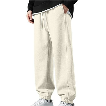 Busydd Men's Jogging Pants Solid Color Straight Leg Sweatpants Elastic Waist Drawstring Athletic Pants for Men Casual Pants Elastic Bottom Plus Size Sweatpants with Pockets S-5XL